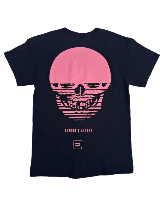 Chomp Pink Sunset Skull Tee