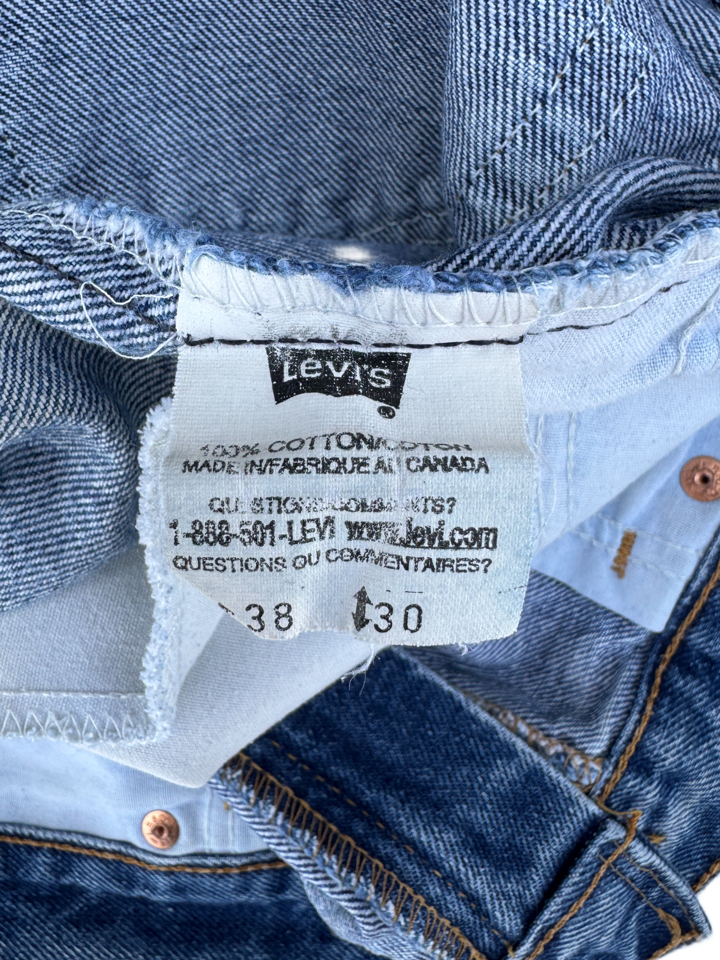 Pantalon Levi's canadien 2001 avec étiquette orange vierge et étiquette sans jacron